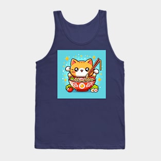 Orange Cat eating Bowl of ramen Tank Top